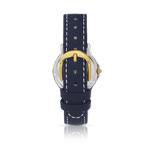 Montre femme chromée bracelet cuir bleu - vue 2