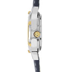 Montre femme chromée bracelet cuir bleu - vue 3