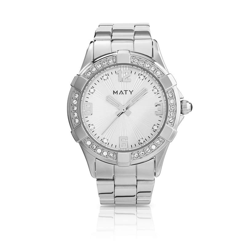 Montre femme strass bracelet acier - vue 1