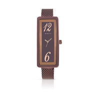 Montre femme bracelet métal marron