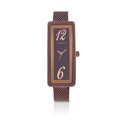 Montre femme bracelet métal marron - vue 1