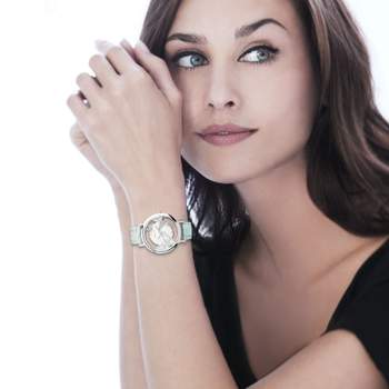 Montre femme papillons acier bracelet cuir