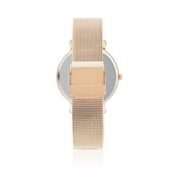 Women's stainless steel pink Milanese mesh watch