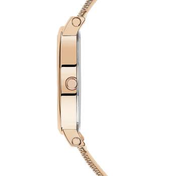 Women's stainless steel pink Milanese mesh watch