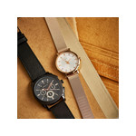 Montre femme acier dorée rose maille milanaise - vue D2