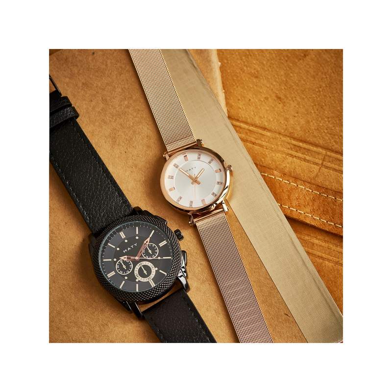 Montre femme acier dorée rose maille milanaise - vue D2