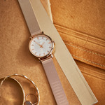 Montre femme acier dorée rose maille milanaise - vue D3