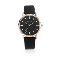 Montre mixte dorée rose bracelet cuir