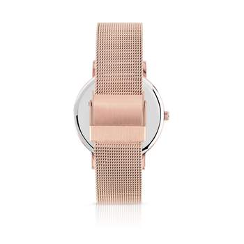 Pink flowers ladies' watch with Milanese link bracelet