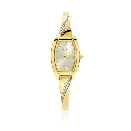 Montre femme dorée bracelet 2 tons strass