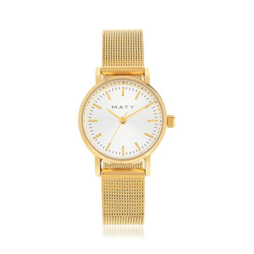 Gouden dameshorloge met Milanese schakelarmband