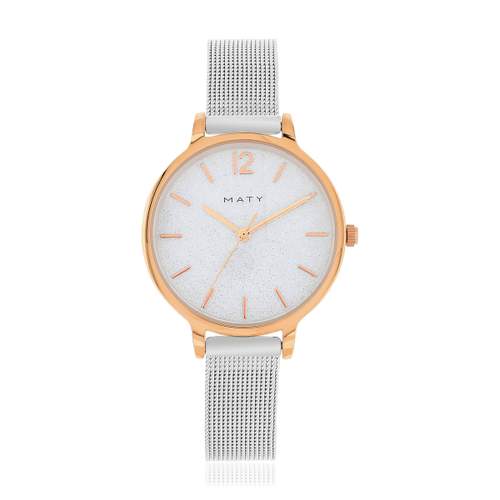 Women's rose gold watch with Milanese mesh steel bracelet