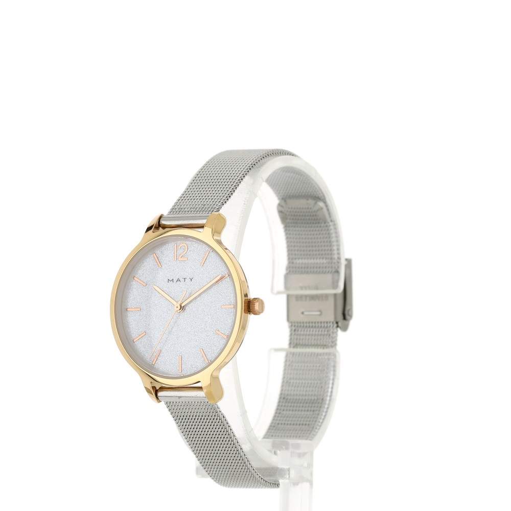 Montre femme dorée rose bracelet maille milanaise acier - vue 3