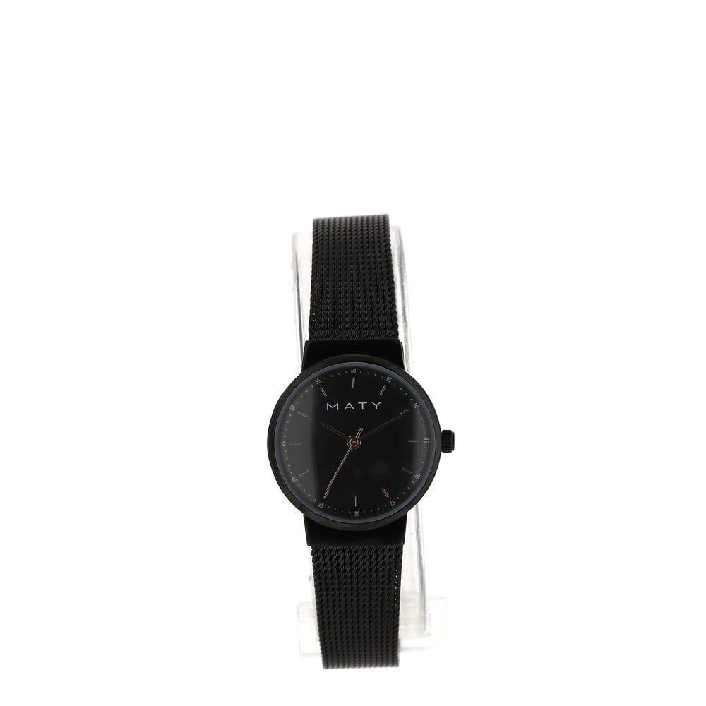 Montre femme métal noir bracelet maille milanaise noire - vue 1