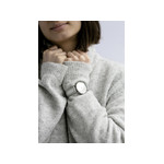 Montre femme chromée bracelet cuir gris métallisé - vue porté 2