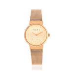 Montre femme dorée rose bracelet maille milanaise - vue 1