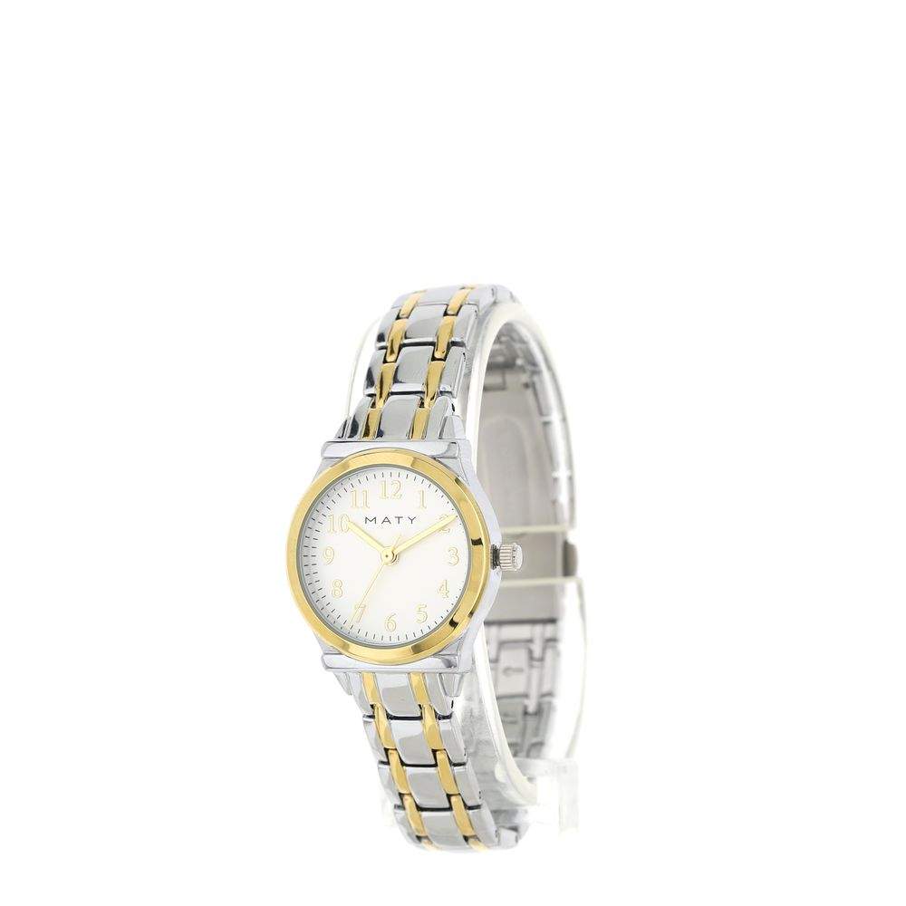 Montre femme dorée bracelet bicolore - vue 2