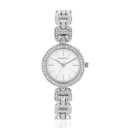 Women's chrome rhinestone watch