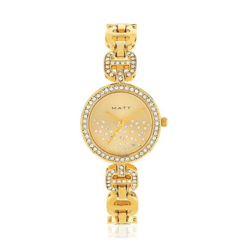 Montre femme dorée jaune strass