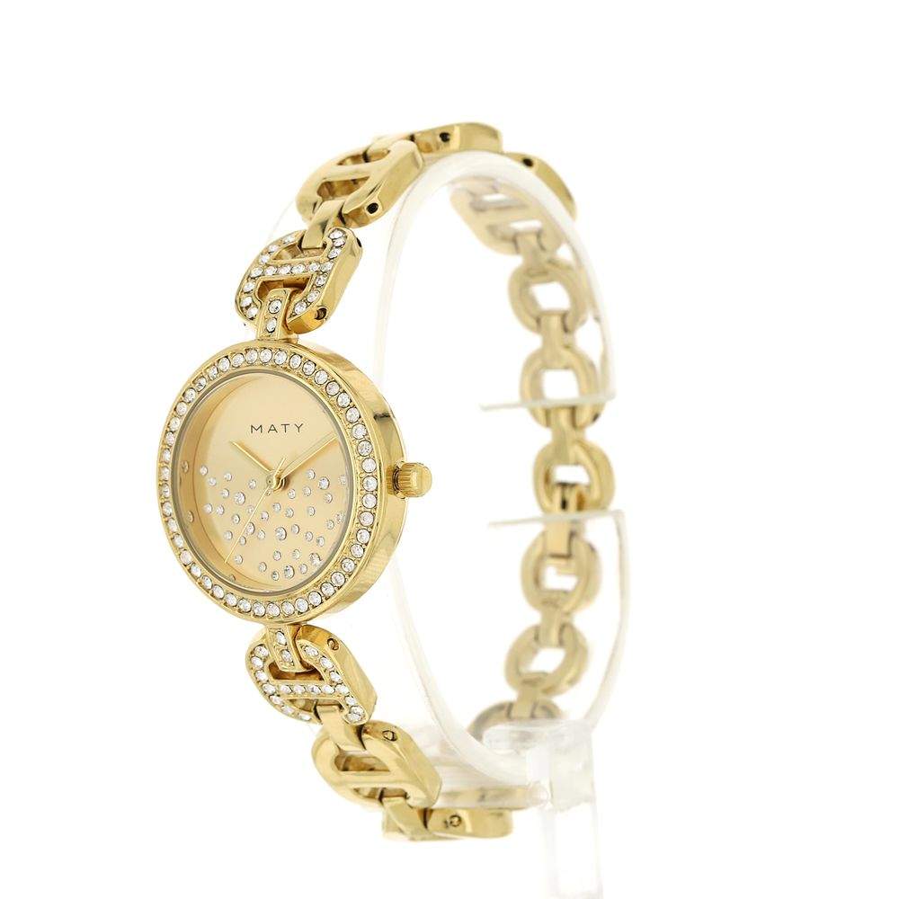 Montre femme dorée jaune strass - vue 3