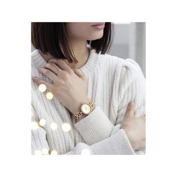 Yellow gold rhinestone ladies' watch