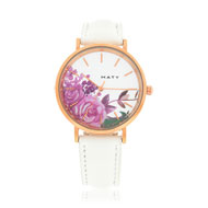 Montre dorée rose bracelet cuir