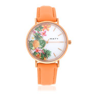 Montre dorée rose bracelet cuir