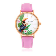 Montre dorée rose bracelet cuir