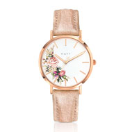 Montre dorée rose bracelet cuir