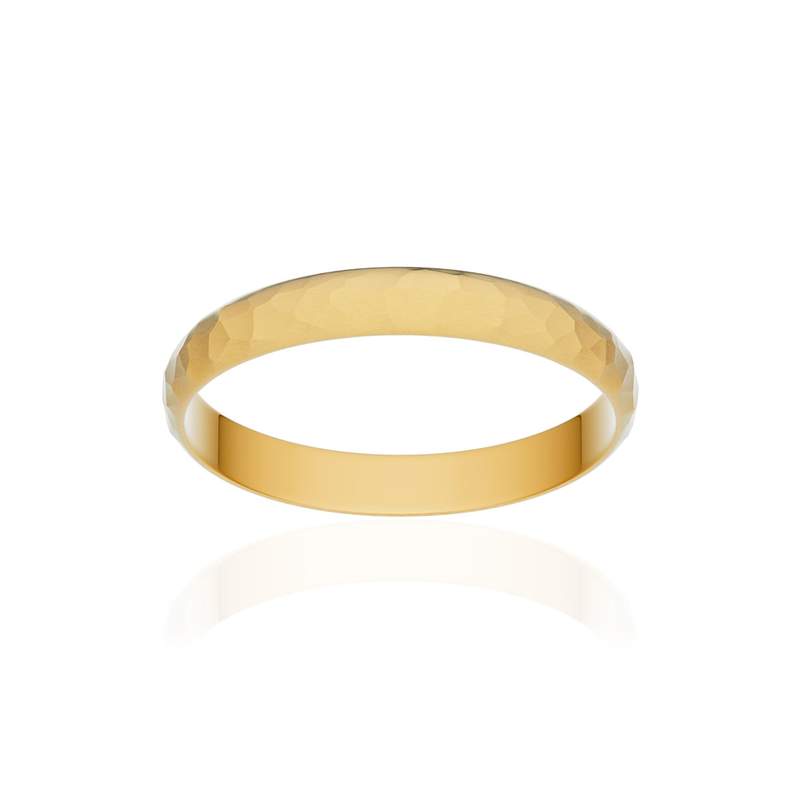 Alliance or 750 jaune martelé ruban 3mm - vue 1