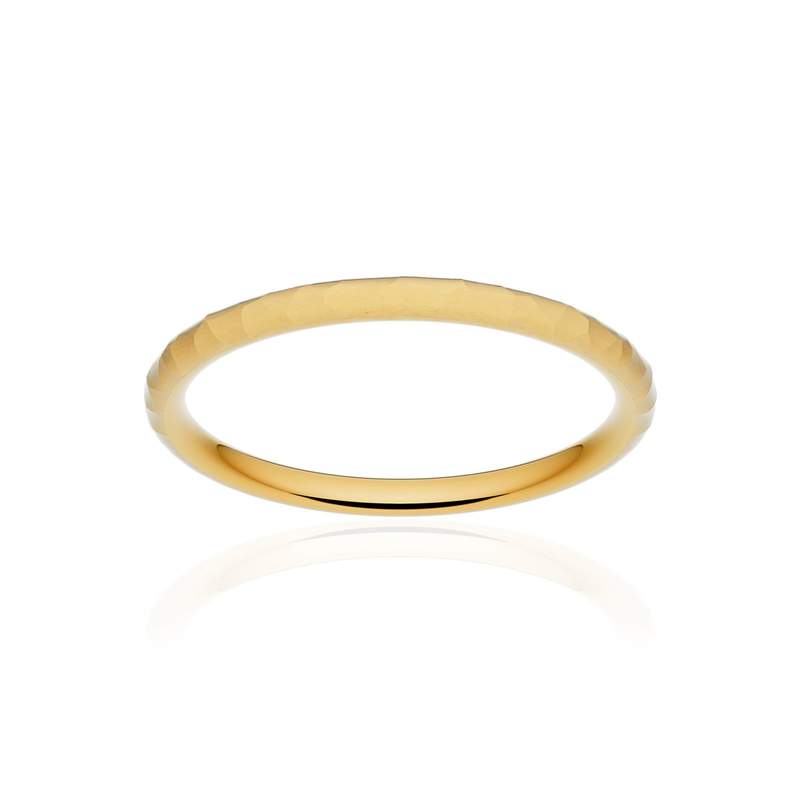 Alliance or 375 jaune martelé ruban confort 2mm - vue 1