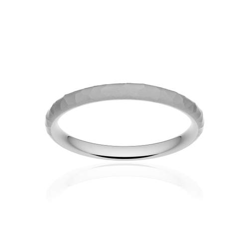 Alliance or 375 blanc martelé ruban confort 2,5mm
