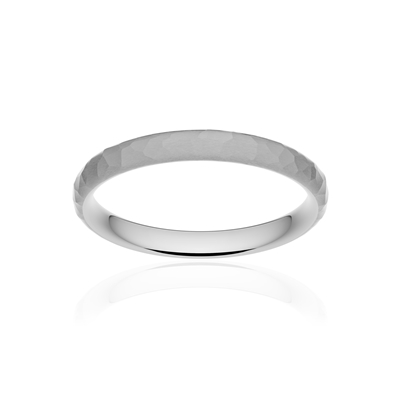 Alliance or 375 blanc martelé ruban confort 3mm - vue 1