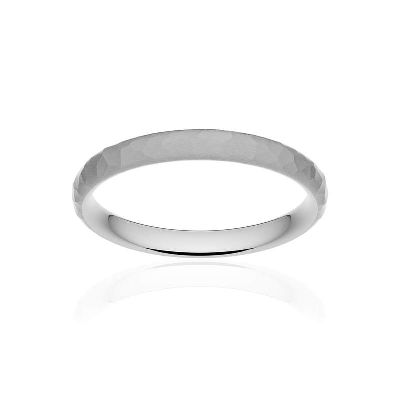 Alliance or 375 blanc martelé ruban confort 3mm - vue 1