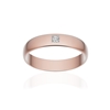 Alliance or 750 rose poli demi-jonc 4mm diamant princesse - vue V1