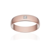 Alliance or 750 rose poli demi-jonc 4,5mm diamant princesse - vue V1