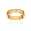 Alliance or 750 jaune poli demi-jonc 5mm diamant princesse - vue V1