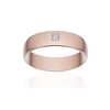 Alliance or 750 rose poli demi-jonc 5mm diamant princesse - vue V1