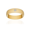 Alliance or 750 jaune sablé demi-jonc 5mm diamant princesse - vue V1
