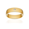Alliance or 750 jaune poli demi-jonc confort 6mm diamant brillant - vue V1