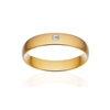 Alliance or 750 jaune brossé demi-jonc confort 4,5mm diamant brillant - vue V1