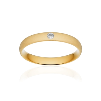 Alliance or 750 jaune sablé demi-jonc confort 3,5mm diamant brillant