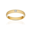 Alliance or 750 jaune sablé demi-jonc confort 4mm diamant princesse - vue V1