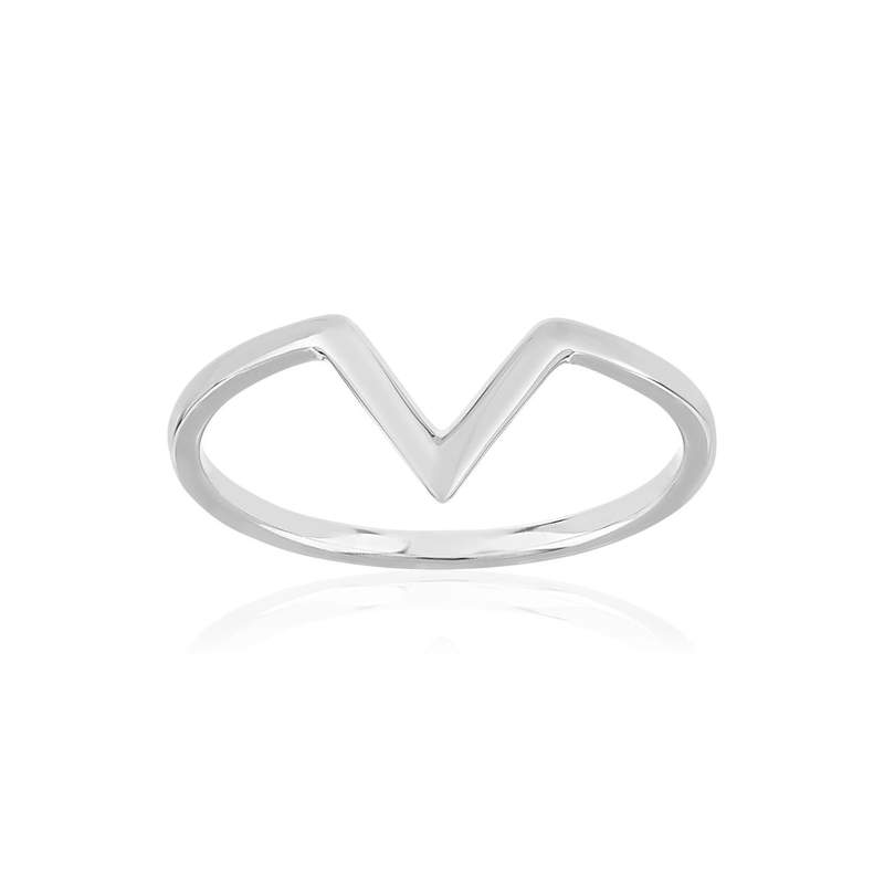 Bague argent 925, motif V. - vue 1