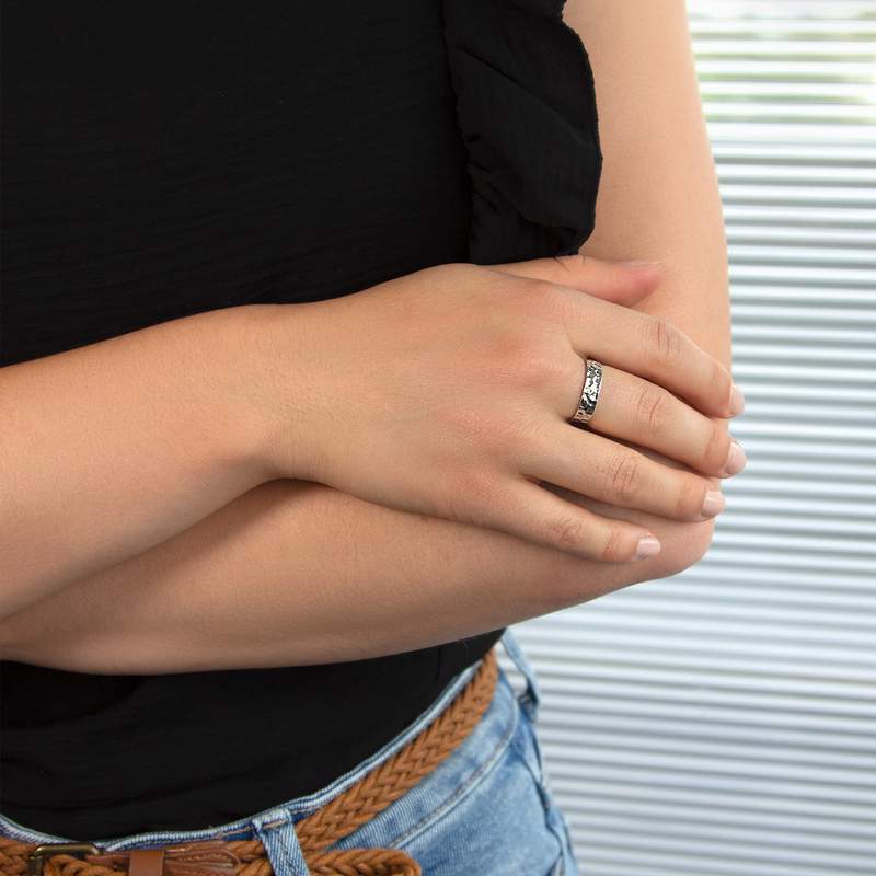 Bague argent 925, effet martelé - vue porté 1