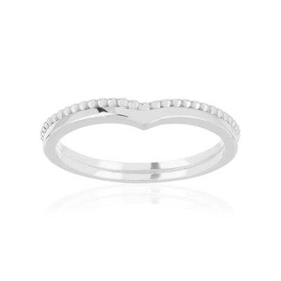 Bague argent 925 perlée, motif V. - vue 1