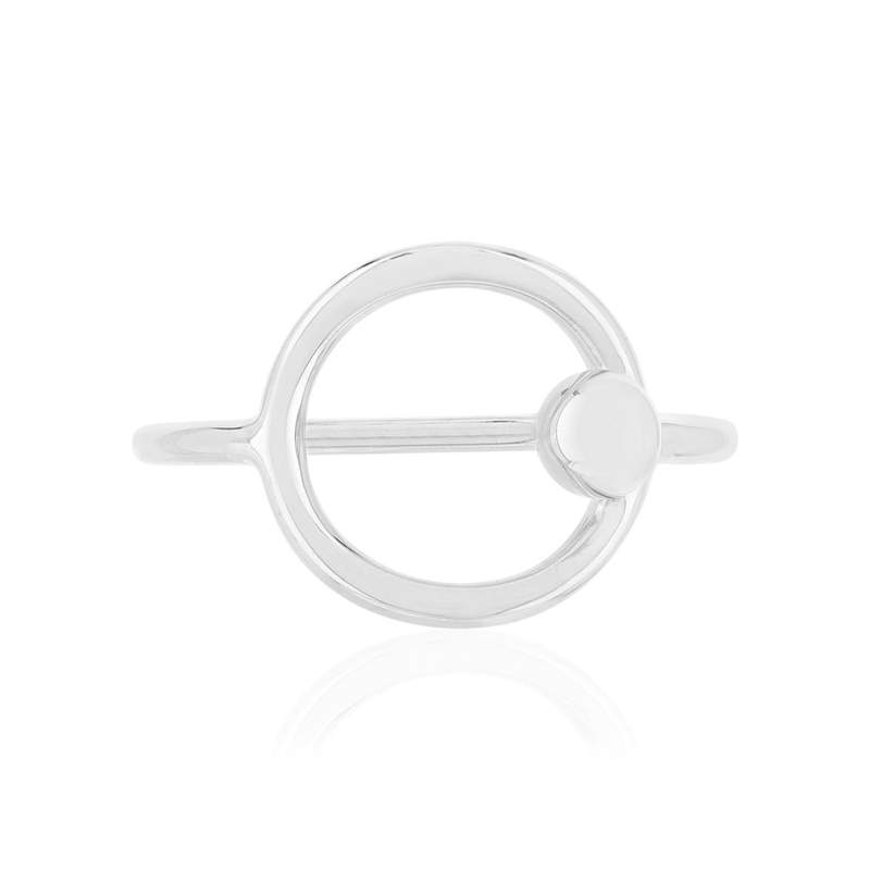 Bague argent 925 motif anneau et boule - vue 3