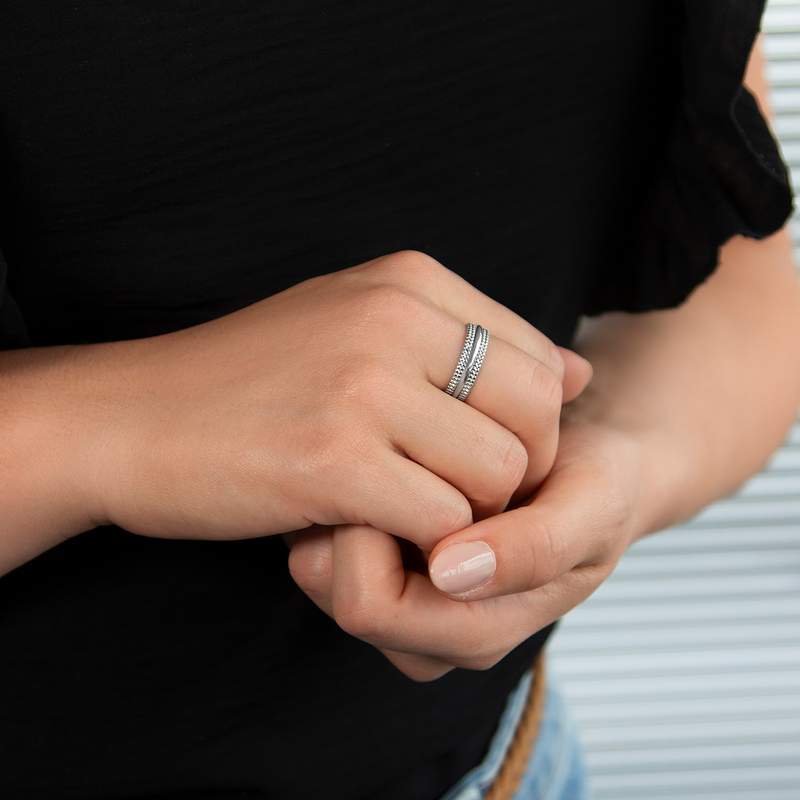 Bague argent 925 perlée - vue porté 1