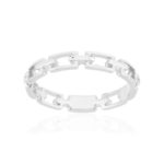 Bague argent 925, style chaînage, maillons rectangulaires - vue 1