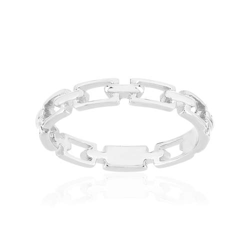 Bague argent 925, style chaînage, maillons rectangulaires
